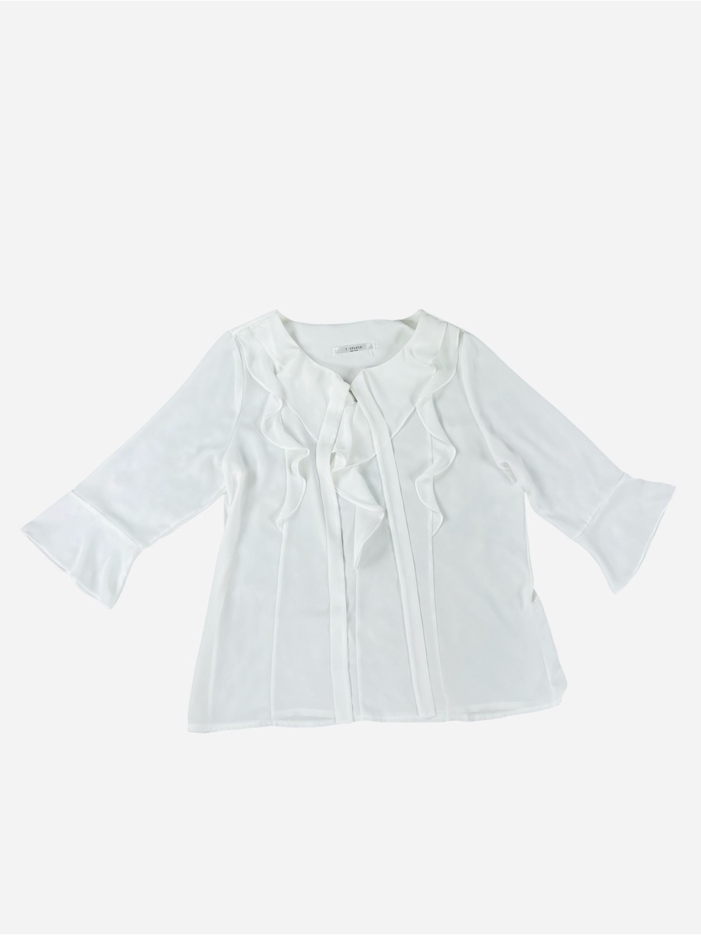 Classic Office Attire Women’s White Ruffle-Front Blouse